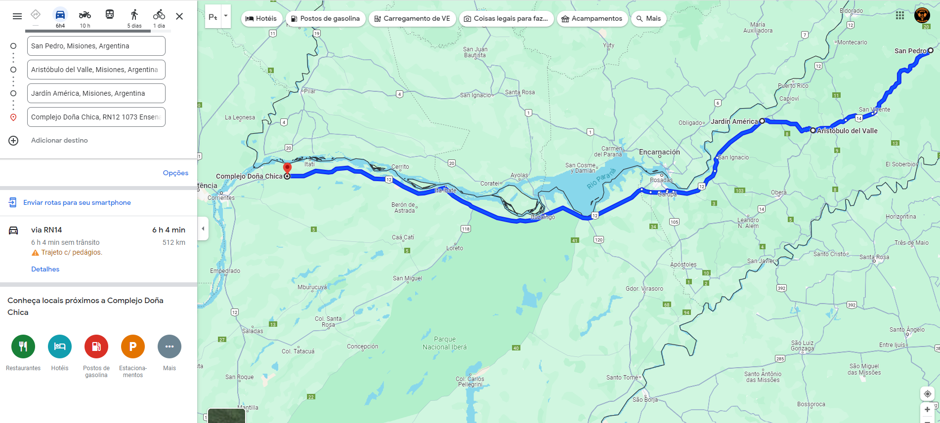 San Pedro para San Cosme_ via Ruta 14_7 e 12_515 Km.png