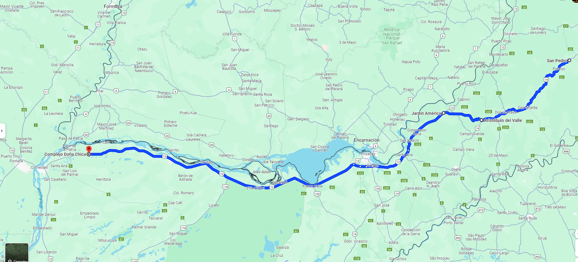 San Pedro para San Cosme_ via Ruta 14_Ruta 7 e Ruta 12 .png