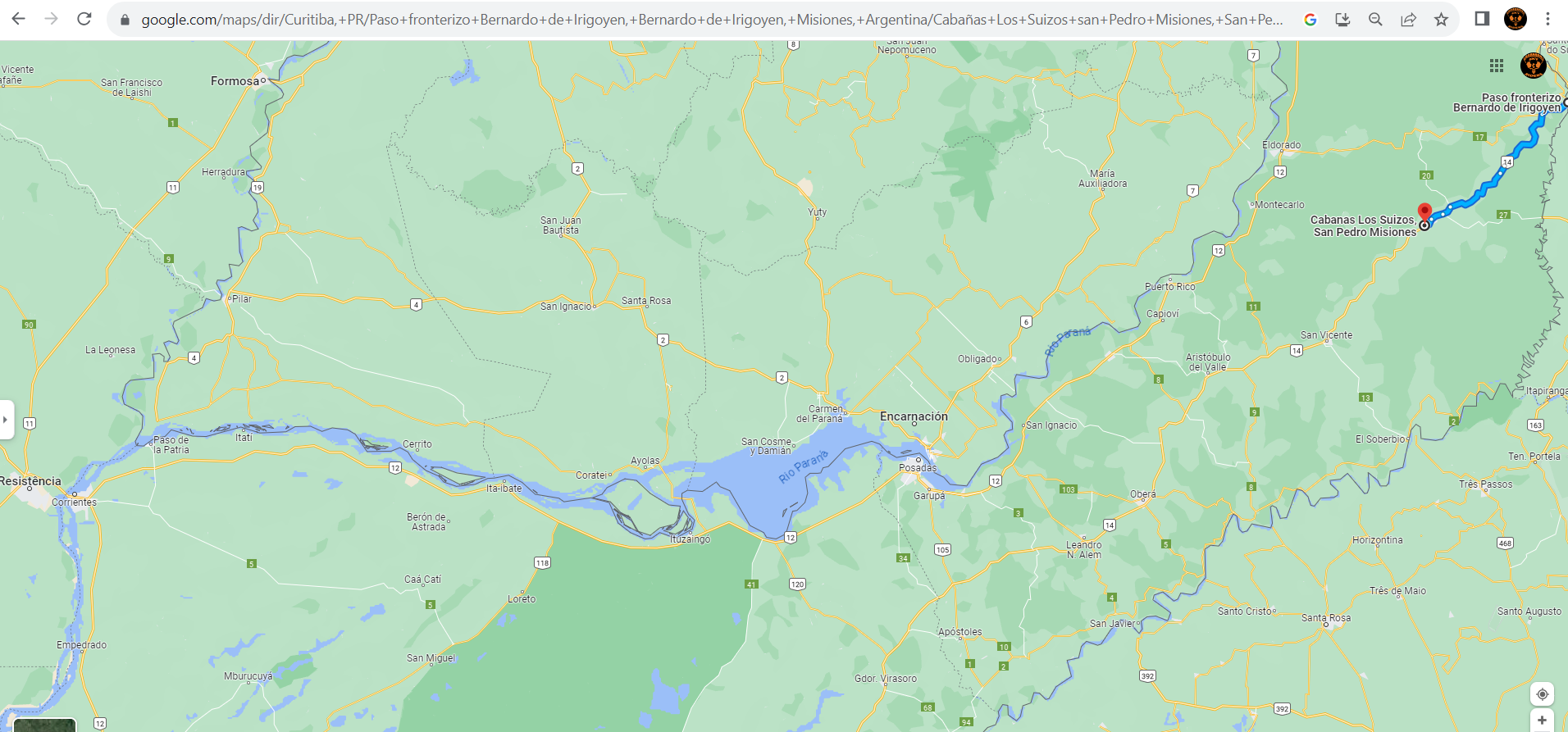 Mapa - Roteiro - Curitiba para San Pedro_ Misiones até Corrientes.png