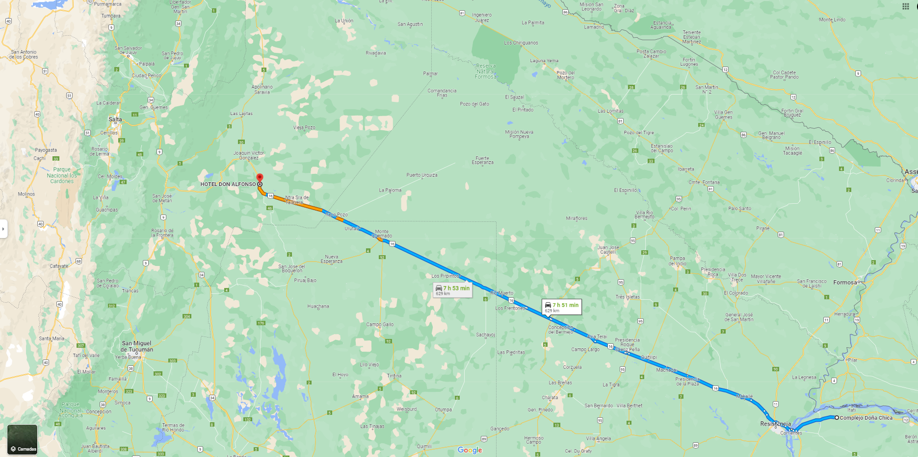 Mapa - Roteiro - San Cosme para El Quabrachal_ via Ruta 12 e 16 .png
